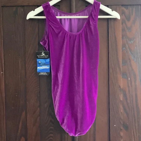 Motionwear Fuchsia Velvet Gymnastics Bodysuit - Picture 3 of 5